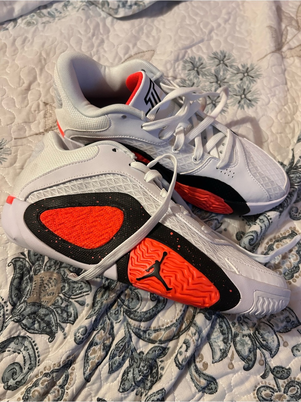 Jordan Kids White Black and Orange Basketball Sneakers